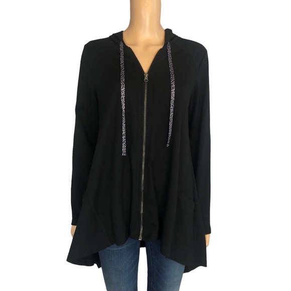 LOGO by Lori Goldstein Jackets & Blazers - Logo Lounge Lori Goldstein Hoodie Jacket Zip Up Handkerchief Hem